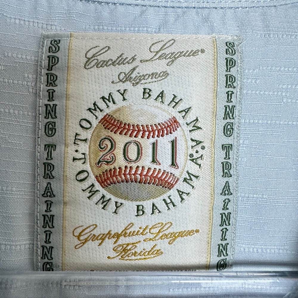 🔥Tommy Bahama Mens 2011 Cactus League Spring Training Silk Shirt XL Blue MLB - Picture 5 of 12